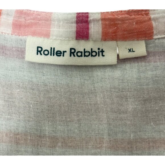 Roller Rabbit Womens Tunic Top Pink Striped Cotton Cover-Up Tassel Fringe XL - Picture 4 of 8